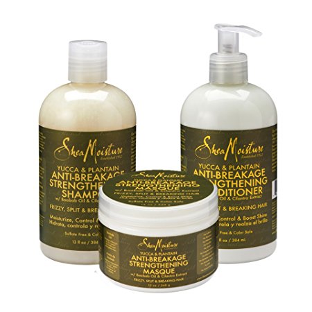 SheaMoisture Yucca & Plantain Anti-Breakage Strengthening Combination Set – Includes 13 oz. Shampoo, 13 oz. Conditioner & 12 oz. Hair Masque