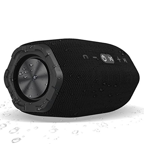 Bluetooth 4.1 Speaker Deep Bass 20W, Acekool Wireless Portable Waterproof Speaker with Mic for Outdoor, Home, Beach | 48hours Playing Time - Black (Black)
