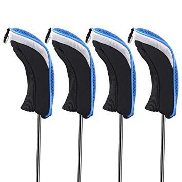 Hipiwe Golf Hybrid Club Head Covers Set 4pcs Club Irons Headcovers with Interchangeable No. Tag