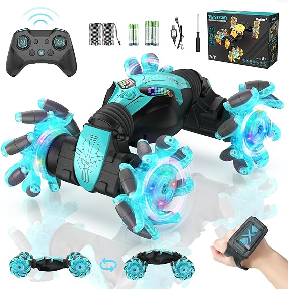 Gesture RC Car, 2.4Ghz 4WD Hand Controlled RC Car, Gesture Sensing RC Stunt Car, Remote Control Car 360 Rotating Drift RC Car RC Crawler Adults RC Cars for Boys Kids Age 8-12 Xmas Toy Cars for Girls