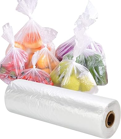 RyhamPaper Food Storage Bags, 2 Roll 12 x 16 Plastic Produce Bag on Roll Fruits, Vegetable, Bread, Food Storage Clear Bags, 350 Bags/Roll