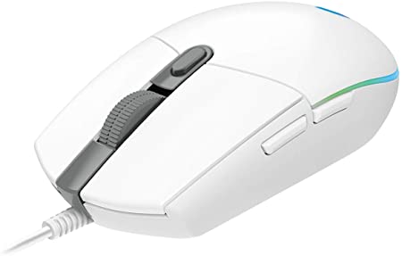 Logitech G203 Lightsync Gaming Mouse with Customizable RGB Lighting, 6 Programmable Buttons, Gaming Grade Sensor, 8 k dpi Tracking, Light Weight (White)