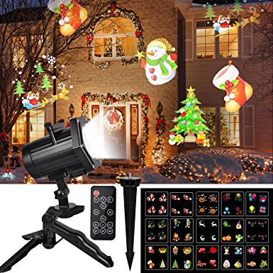 Christmas Projector Lights, Comkes 15 Patterns LED Projector Lights Waterproof Dynamic Outdoor Christmas Lights Spotlights Decoration Christmas, Halloween, Birthday, Valentine's Day, Wedding, Party