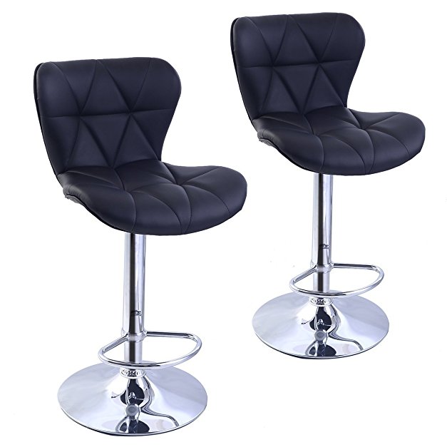 Yopih Swivel Bar Stool Kitchen Dining Adjustable Chair Barstools Black Set of 2