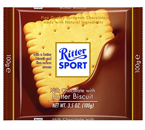 Ritter Sport, Milk Chocolate with Butter Biscuit, 3.5-Ounce Bars (Pack of 11)