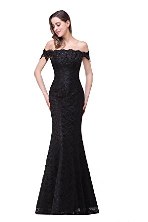 Babyonlinedress Babyonline Off Shoulder Lace Long Bridesmaid Maxi Prom Dress For Wedding CPS199