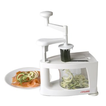Cuisique Premium Quality Spiralizer is more than just a Spiral Vegetable Slicer, Raw Courgette Noodle or Spaghetti Maker - This Versatile 8 in 1 Food Cutter includes a Grater-Shredder, Juicer, Mandolin and also makes a perfect Julienne (white)