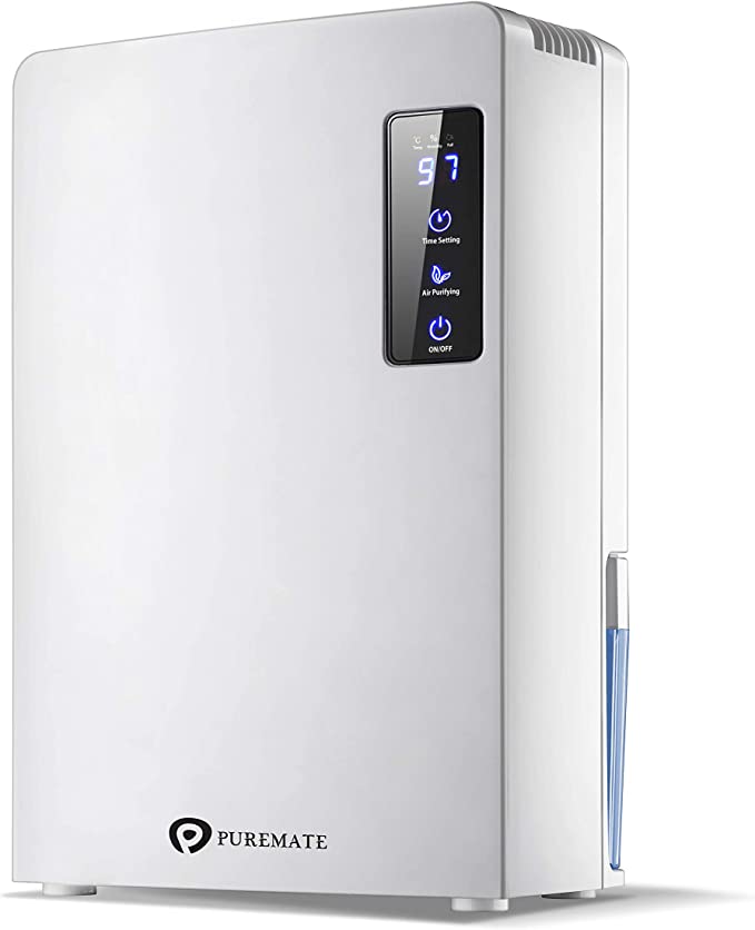 PureMate 2200ml Portable Dehumidifier for Damp, Mould, Moisture in Home, Kitchen, Bedroom, Caravan, Garage, Office