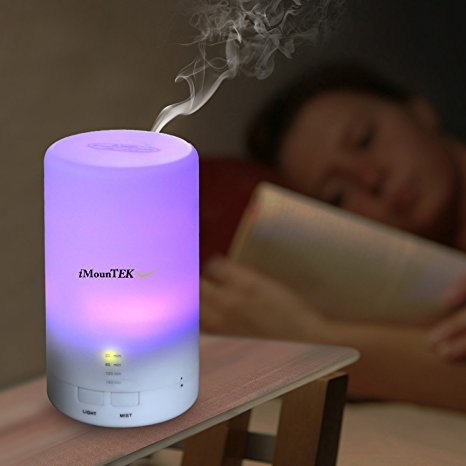 Ultrasonic Aromatherapy Essential Oil [Aroma Diffuser] 50ml Portable Cool Mist Aroma Humidifier W/ 7 Colorful LED Lights USB Powered, Auto Shut off, & Timer. For Home Office Baby Bedroom Bathroom Car