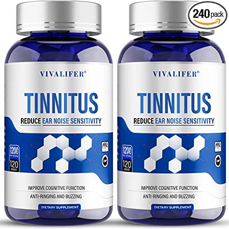 VIVALIFER Tinnitus Relief for Ringing Ears Supplements, 2PACK (Total 240 Capsules 4 Month Supply)