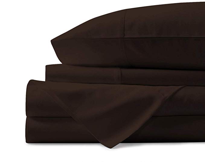 Mayfair Linen 100% Egyptian Cotton Sheets, Chocolate Twin XL Sheets Set, 600 Thread Count Long Staple Cotton, Sateen Weave for Soft and Silky Feel, Fits Mattress Upto 18'' DEEP Pocket