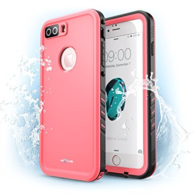 iPhone 8 Plus Case, NexCase Waterproof Full-body Rugged Case with Built-in Screen Protector for Apple iPhone 7 Plus 2016 / iPhone 8 Plus 2017 Release (Pink)
