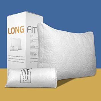 Long FIT New Luxury Pillow - Adjustable Pillow for Sleeping - The Best Shredded Memory Foam,Premium Cotton Core with Cooling Gel Infused Bed Pillows - Washable Cover from Bamboo Derived Rayon