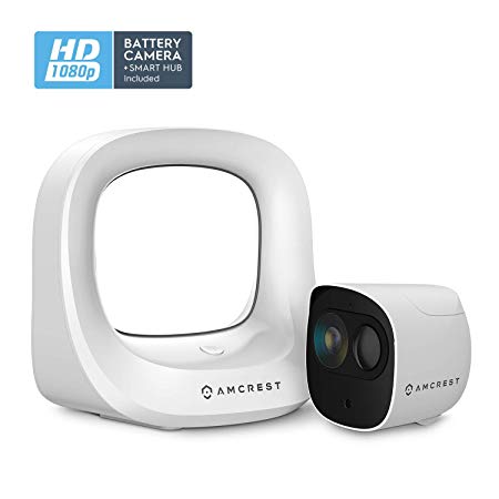 Amcrest Battery Home Security Camera System Wireless Outdoor 1080P, 6 Month Rechargeable Battery, Night Vision, Indoor/Outdoor IP65 Weatherproof, 2-Way Audio, 1 Cam Kit AB2WFSET