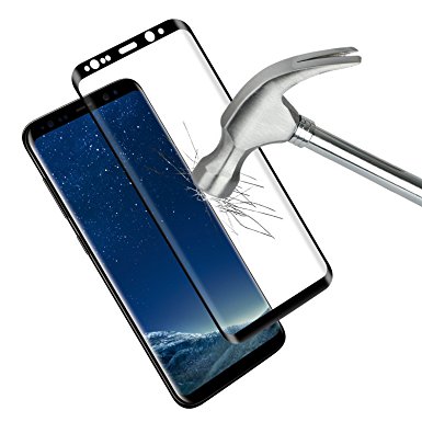 Galaxy S8 Screen Protector, Fastbe [ Black ] 3D Tempered Glass Screen Protector ( 0.25mm Thin Premium ) Only for Samsung Galaxy S8