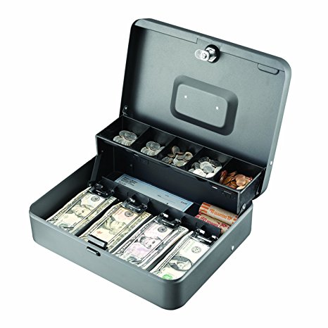 STEELMASTER Tiered (Cantilever) Cash Box, Gray, 2216194G2
