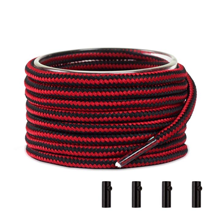 Shoemate Two-Tone Round Heavy Duty Boot Laces for Work Boots & Hiking Shoes with 4 Shoelace Tip Algets