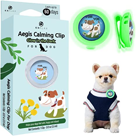 KN FLAX Aegis Calming Clip for Dogs (Glow-in-The-Dark), Anxiety Relief Pheromone Diffuser [ Made in Korea], Lasts 60 Days, Reducing Stress During Loud Noises and Separation for All Sized Dog