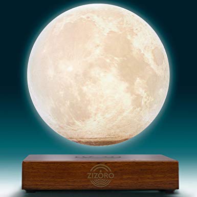 Levitating Moon Lamp - 3D Printing Magnetic Levitation Floating LED Touch Globe Lamp - Best as Cool Room Decor Night Lights and a Wonderful Gift (Cool & Warm White, 5.9”)