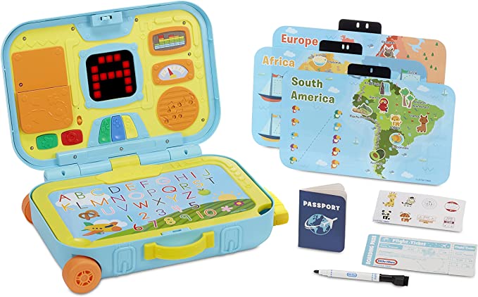 Little Tikes Learning Activity Suitcase Roll and Go Interactive LCD Screen with Music Songs Sounds Travel Phrases to Develop Letters Numbers Shapes and Roleplay for Children Kids Boys Girls Ages 2