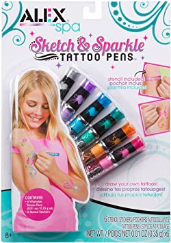 Alex Toys Spa Sketch and Sparkle Tattoo Pens Activity Set with Stencils