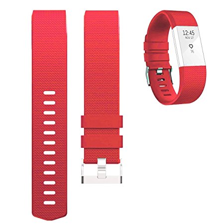 Fitbit Charge 2 Silicone Band Red,Ztotop Soft Silicone Adjustable Replacement Sport Strap Band for Fitbit Charge 2 Heart Rate   Fitness Wristband 5.70"-8.26" (145mm-210mm)