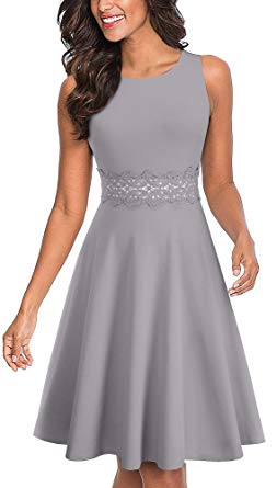 HOMEYEE Women's Sleeveless Cocktail A-Line Embroidery Party Summer Wedding Guest Dress A079