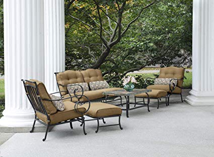 Oceana 6-Piece Patio Set in Country Cork with a Stone-top Coffee Table