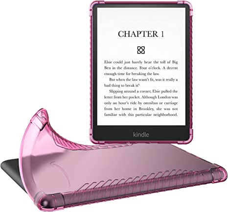 MoKo Case for 6.8" Kindle Paperwhite (11th Generation-2021) and Kindle Paperwhite Signature Edition, Ultra Clear Soft Flexible Transparent TPU Skin Bumper Back Cover Shell, Clear Pink   Clear