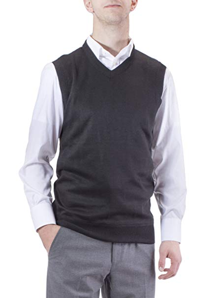Alberto Cardinali Men's Solid Color V-Neck Sweater Vest