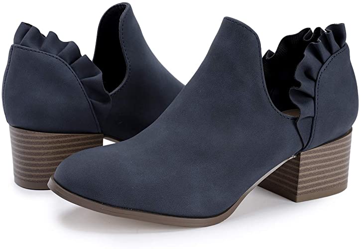 FISACE Womens Cut Out Bootie Pointy Toe Trendy Festival Office Casual Dressy Ankle Boot