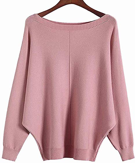 fitglam Women's Batwing Sleeve Knit Sweater Oversized Pullover Top