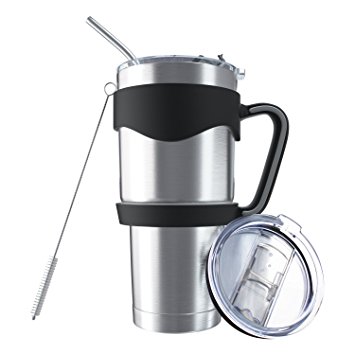 WATER'S GOOD Vacuum Insulated Tumbler With Handle Straw Double Wall Stainless Steel Travel Mug 30oz
