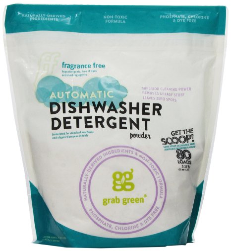 Grab Green Natural Automatic Dishwashing Detergent Powder, Fragrance Free, 80 Loads