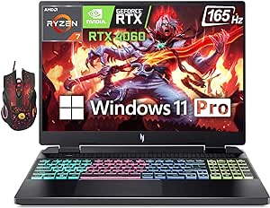 acer Nitro 16 Gaming Laptop, 16" WUXGA 165Hz IPS Display, AMD Ryzen 7 7840HS(Beat Intel i9-12900H), NVIDIA GeForce RTX 4060, 64GB DDR5 RAM, 2TB SSD, WiFi 6E, Backlit Keyboard, Windows 11 Pro