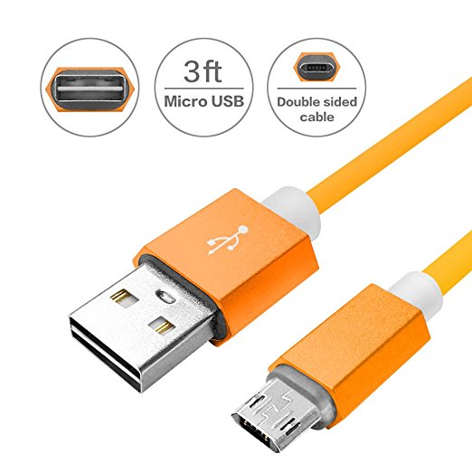 Reversible Quick Charging Cable for Samsung Nexus LG Motorola Android Smartphones and More, Readgo 3ft Double Sided PowerLine Micro USB 3.0 High Speed Cable(Orange)