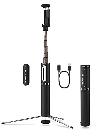 JTWEB Selfie Stick Bluetooth, Extendable Selfie Sticks with Wireless Remote Tripod Stand Upgrade Aluminum Design Incomparably Simple for iPhone X/8/8P/7/7P/6S/6/5, Galaxy S9/8/7/6/Note, Huawei, More