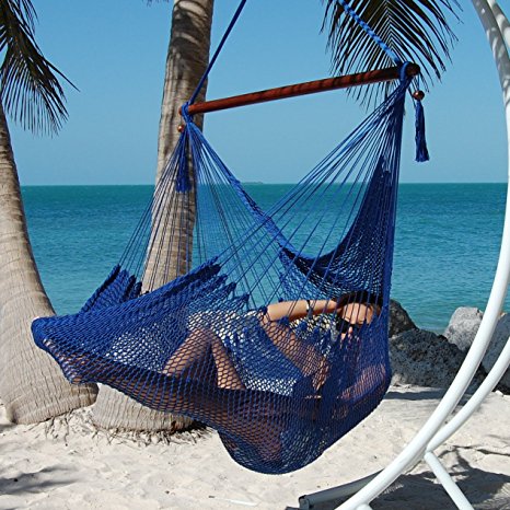 Large Caribbean Hammock Chair - 48 Inch - Polyester - Hanging Chair - dark blue