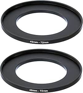 (2 Pcs) 49-72MM Step-Up Ring Adapter, 49mm to 72mm Step Up Filter Ring, 49 mm Male 72 mm Female Stepping Up Ring for DSLR Camera Lens and ND UV CPL Infrared Filters