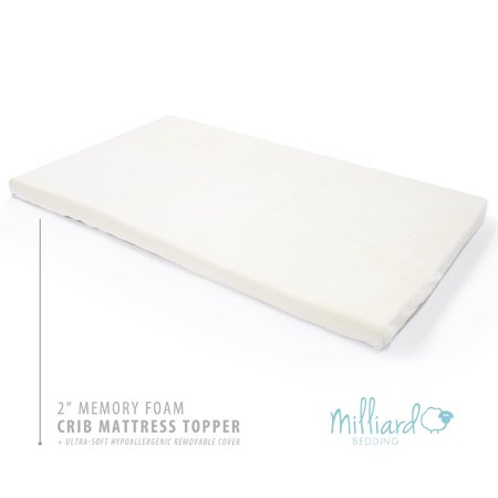 Milliard 2" Memory Foam Crib/Toddler Bed Mattress Topper with Waterproof Cover