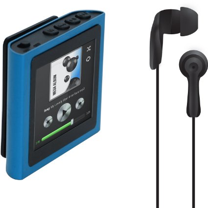 Polaroid PMP120-4BL Built-In Sports Clip Touch Screen Mp3 Player with Noise Isolating Earbuds for Sport Activities (blue)