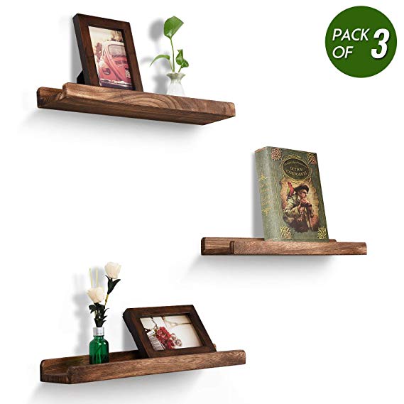 Emfogo Picture Ledge Shelf Rustic Wood Floating Shelves for Display 16.9 inch Set of 3