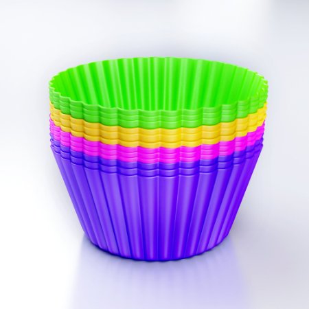 12 Muffin Cups Liners Set -Silicone Cupcake Baking Cups Molds