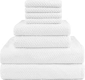 HOMEXCEL 8 Piece Bath Towel Set, Microfiber Bathroom Towel - 2 Bath Towels, 2 Hand Towels, and 4 Wash Cloths, Super Soft, Highly Absorbent Towels for Bathroom, Gym, Hotel, and Spa (White)