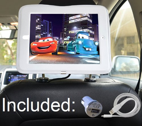 iPad Car Mount Headrest Mount Holder for Apple iPad 4 / New iPad 3 / iPad 2 / Including Car Charger & Long Cable