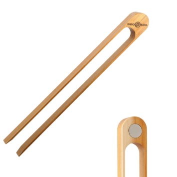 Premium Wooden Tongs with Magnet, Made in the USA by Woodsom, 9" Long Easy Grip Toaster Tongs, Unique Gift of One-Piece American Hickory