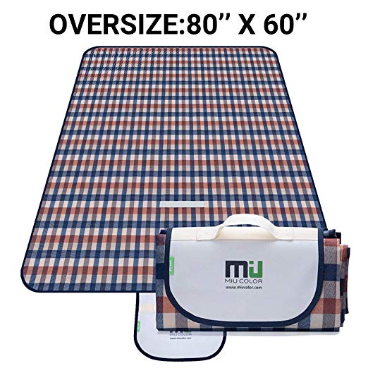 MIU COLOR Large Waterproof Outdoor Picnic Blanket, Sandproof and Waterproof Picnic Blanket Tote for Camping Hiking Grass Travelling