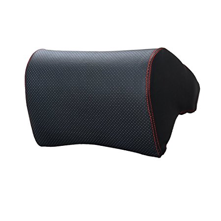 Tofern Memory Foam Car Cushion Superfiber Leather Adjustable Neck Support Pillow Travel Pillow Headrest Pillow Orthopedic Pillow - black5