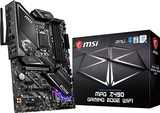 MSI MPG Z490 Gaming Edge WiFi ATX Gaming Motherboard (10th Gen Intel Core, LGA 1200 Socket, DDR4, CF, Dual M.2 Slots, USB 3.2 Gen 2, Wi-Fi 6, DP/HDMI, Mystic Light RGB)