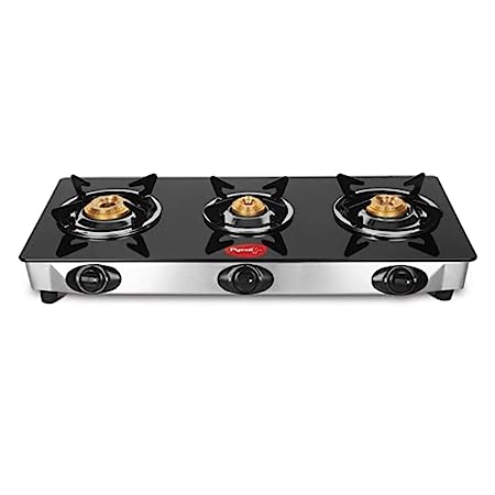 Pigeon Popular 3 Burner Glass Cooktop Glass Manual Gas Stove (3 Burners) 15246